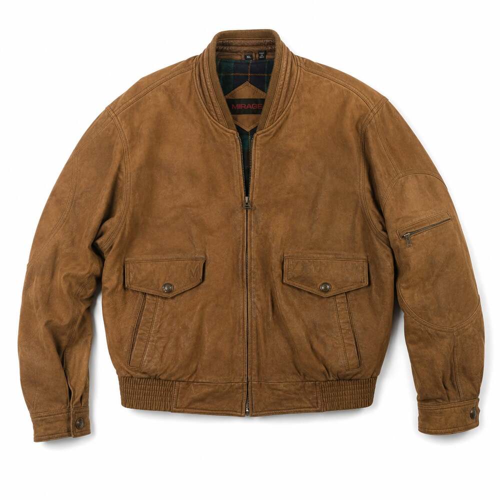 Mirage Vintage 80s / 90s Genuine Leather Brown Bomber Jacket